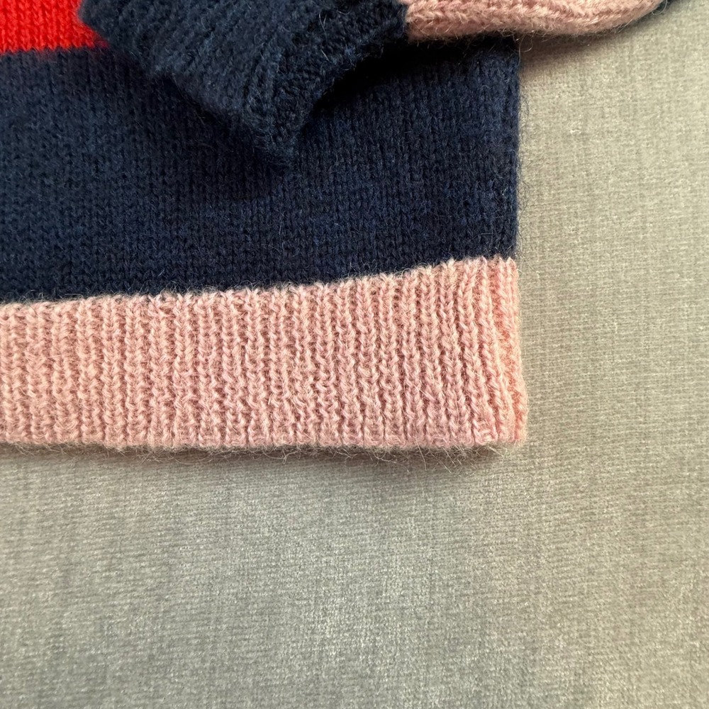 M.i.h Jeans Mohair Blend Striped Sweater Navy Red Pink Crew Neck XS - Picture 7 of 8